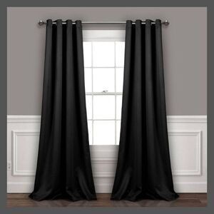Lush Decor - Set of 2 (95"x52") Insulated Grommet Top Blackout  Black